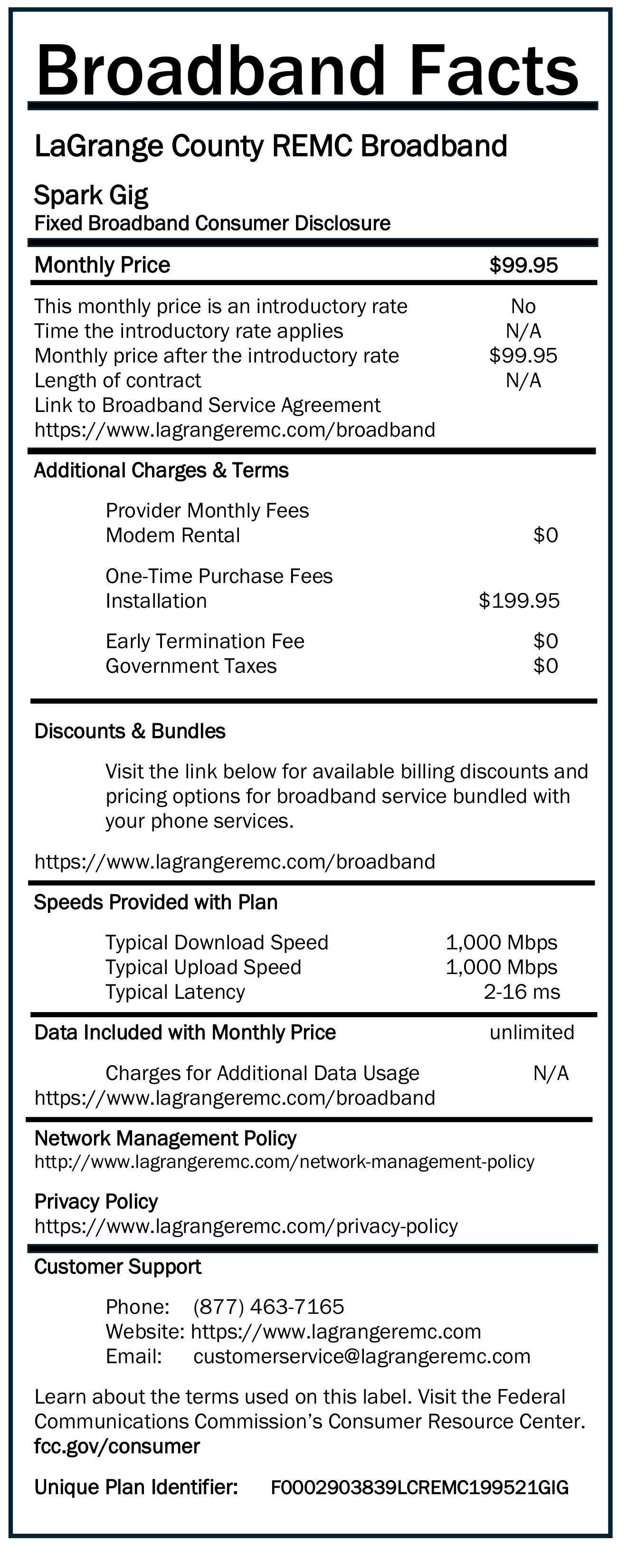 Broadband Label Spark Gig